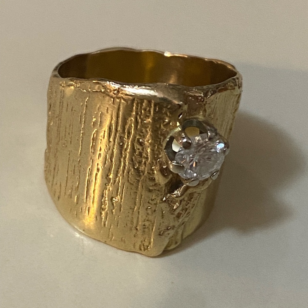 J. Cotter Wide Band Gold/Diamond Ring
